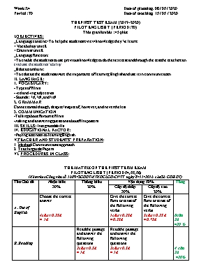 Giáo án Tiếng Anh Lớp 7 - Tiết 70 Kiểm tra cuối năm - Năm học 2019-2020 - Trường THCS Nguyễn Trãi